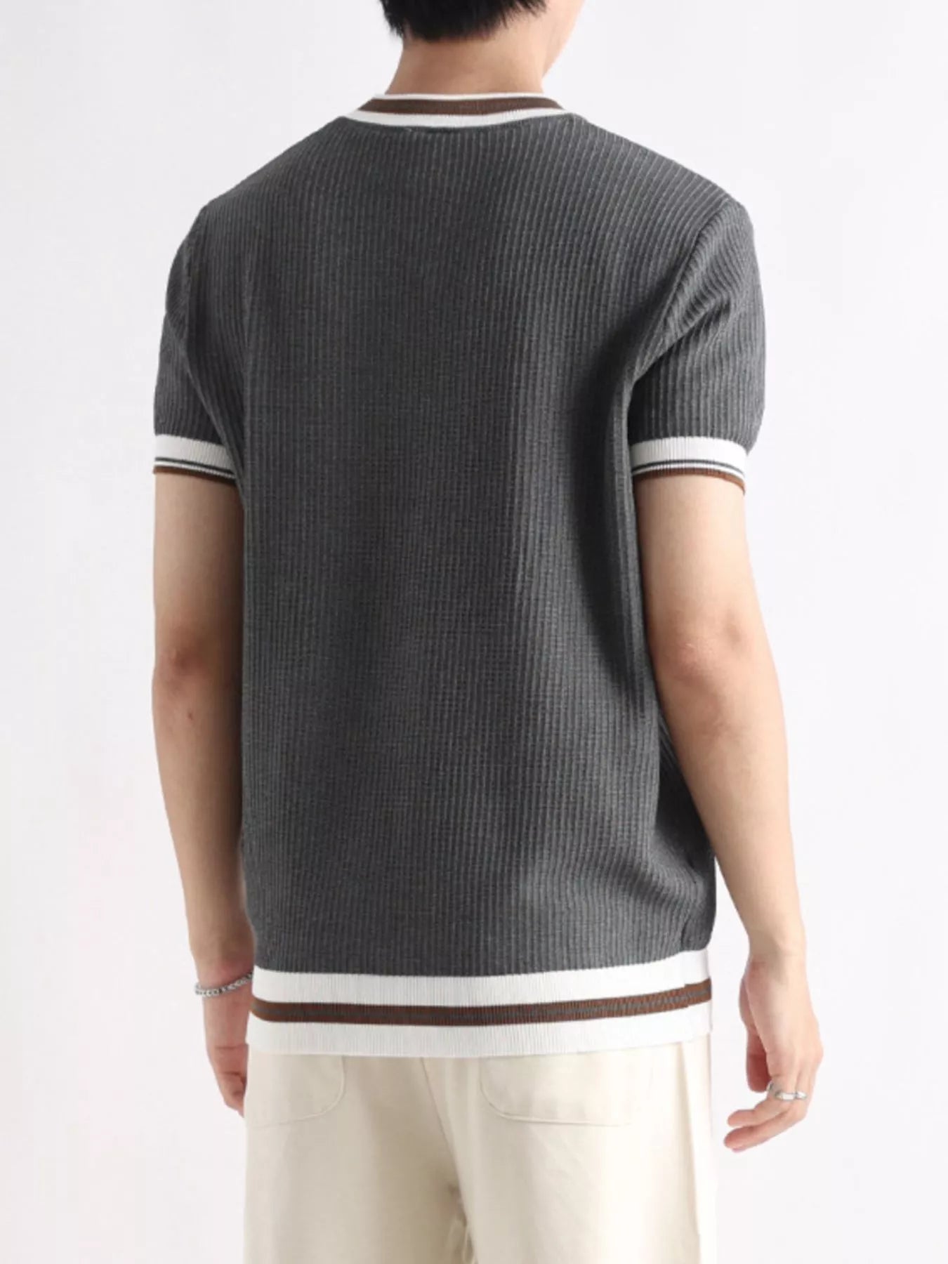 Men's Plus Size Contrast Trim Shorts Sleeve T-Shirt