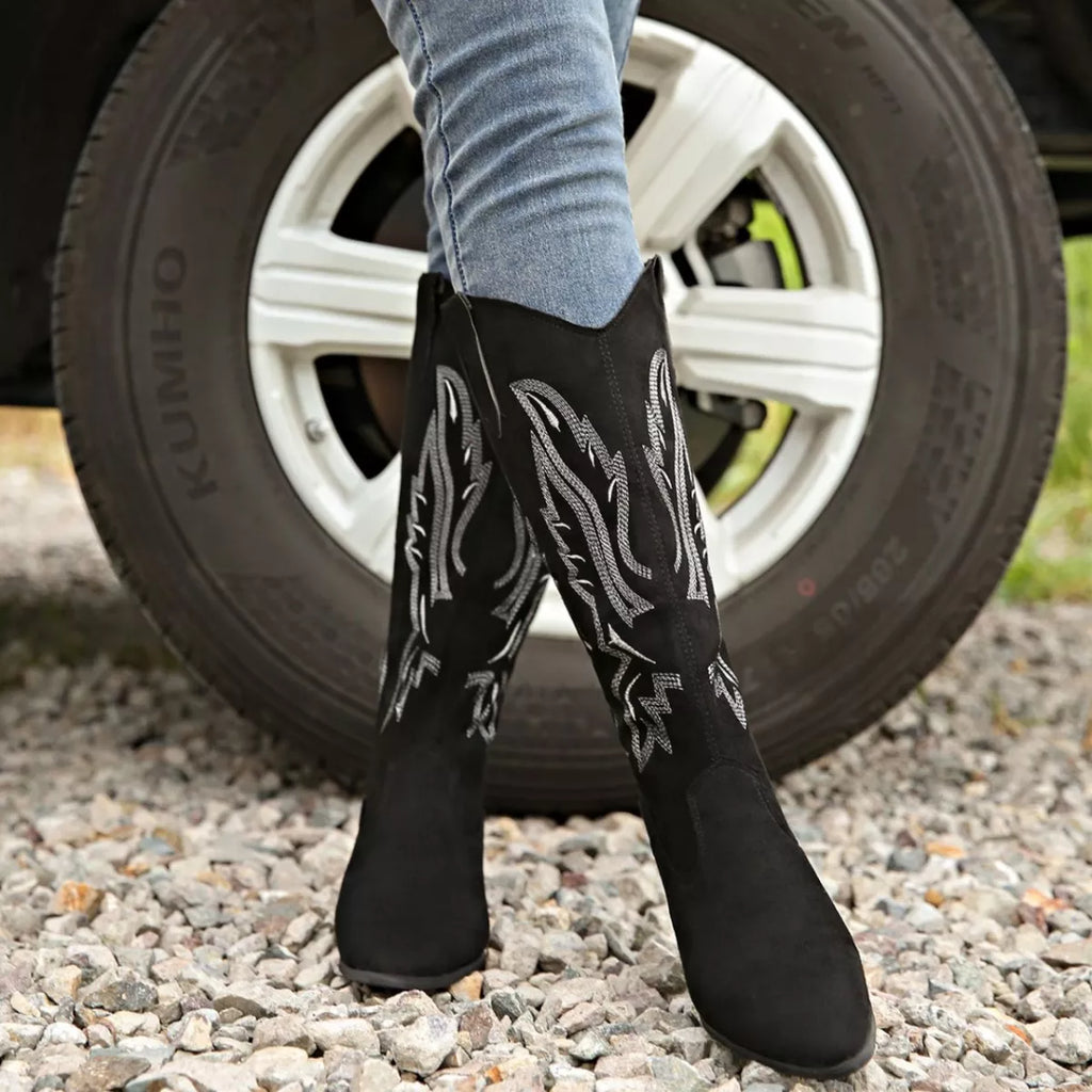 Point Toe Block Heels Boots