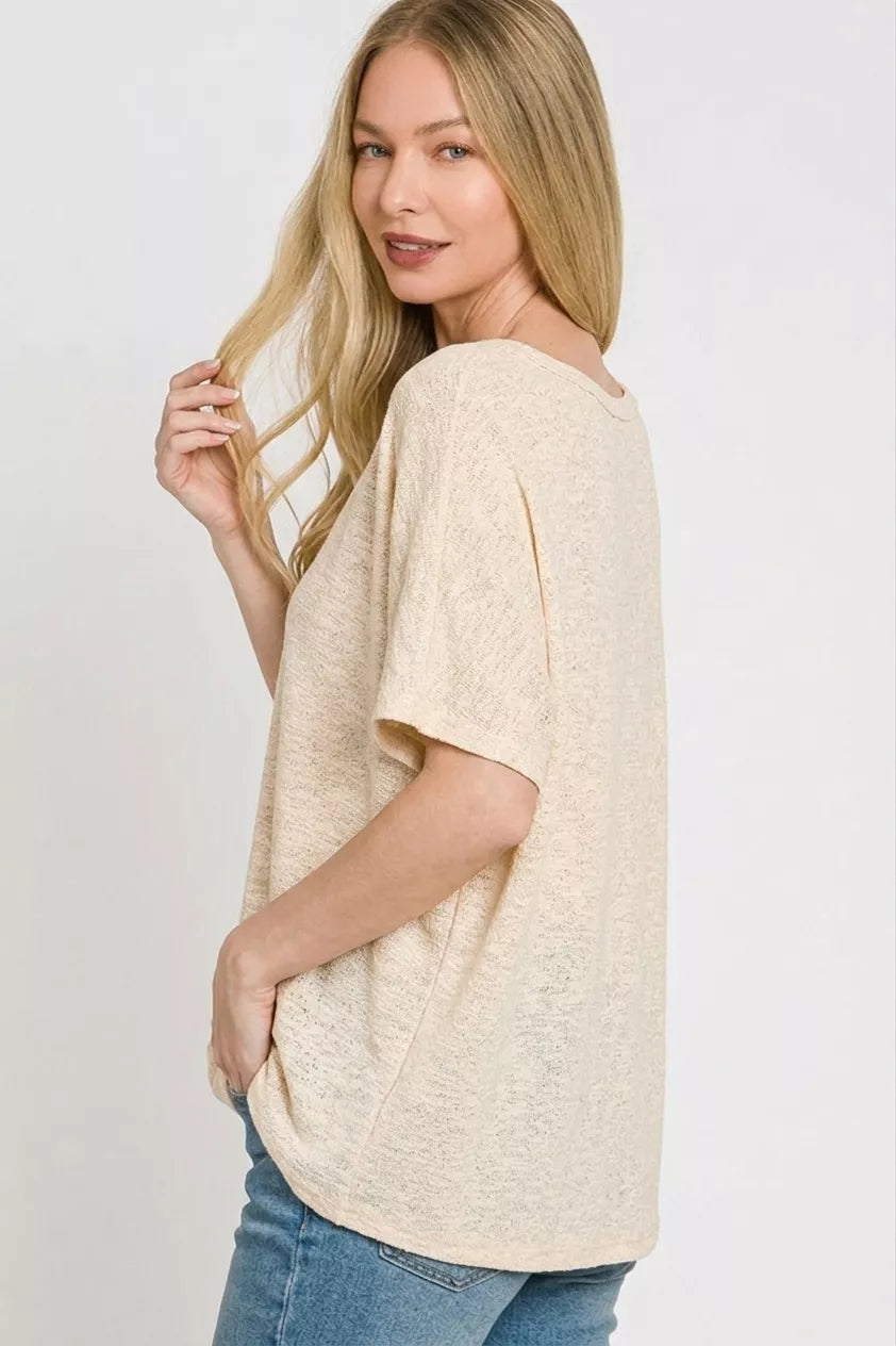 Zenana Oversized Slub Hacci Top