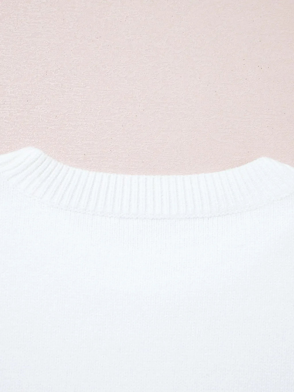 Letter Contrast Hem Round Neck Sweater