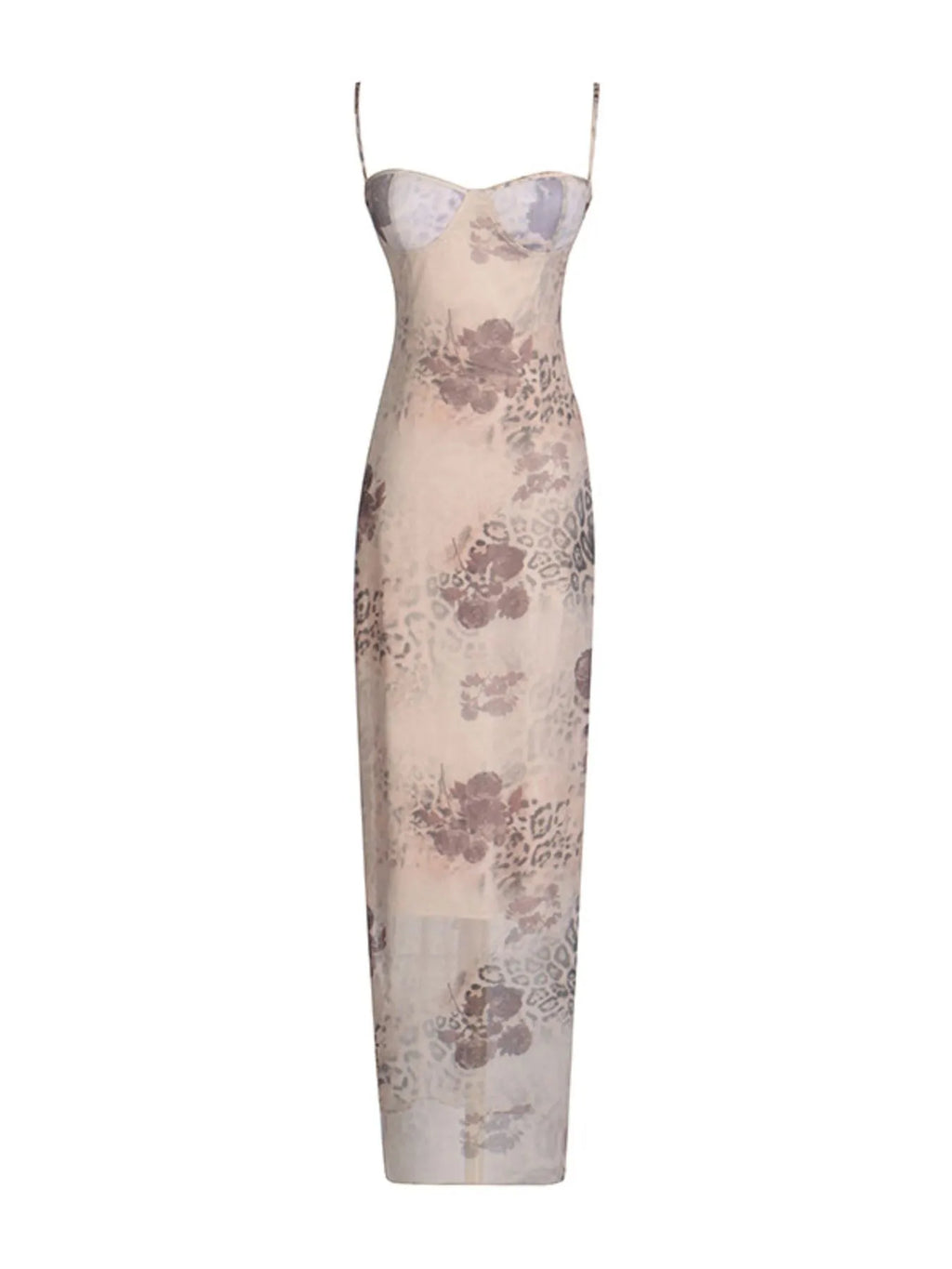 Printed Sweetheart Neck Bodycon Maxi Dress