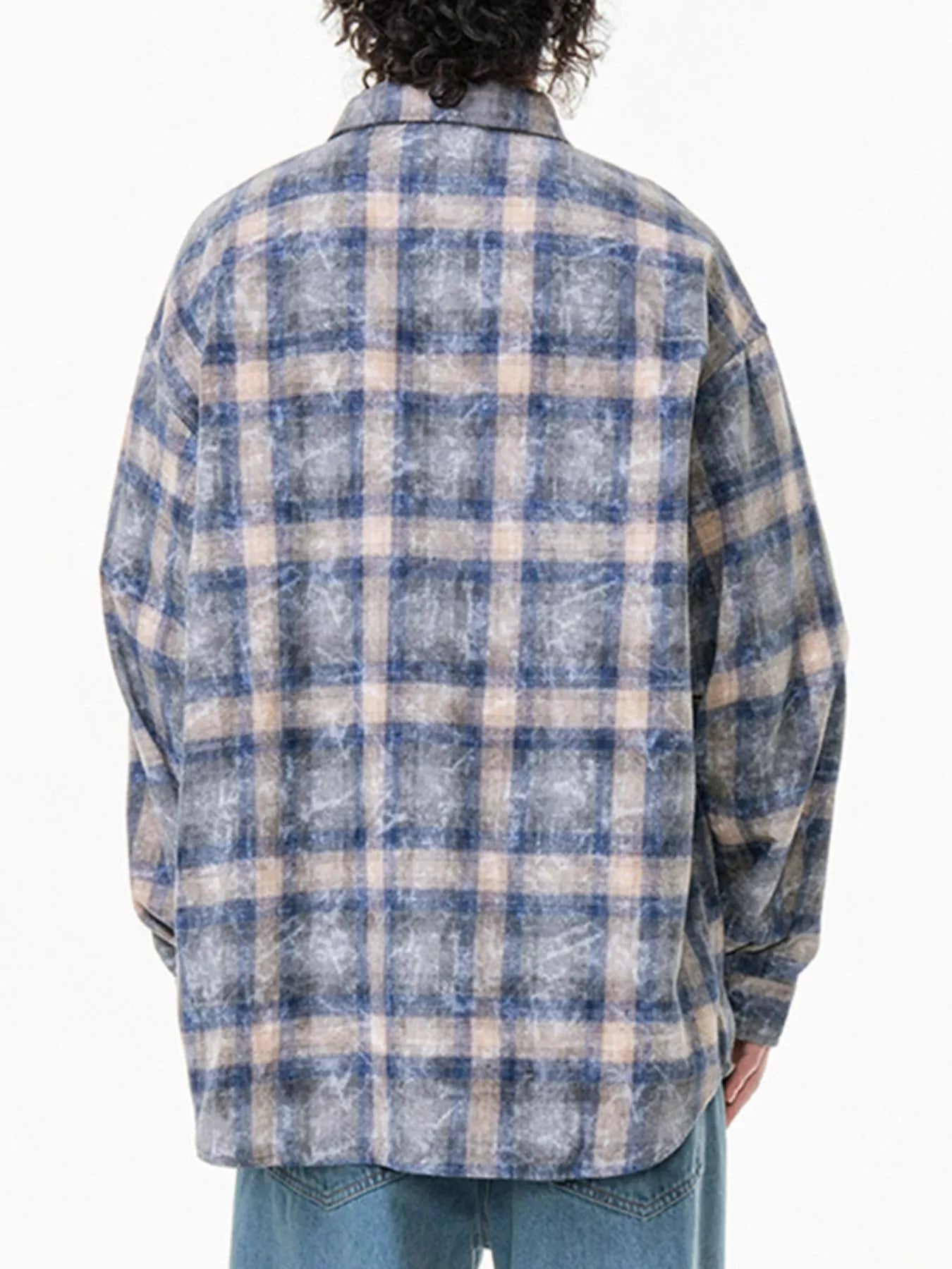Men's Plus Size Plaid Button Up Long Sleeve Shirt