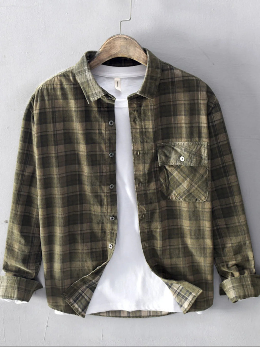 Men's Plus Size Plaid Button Up Long Sleeve Shirt