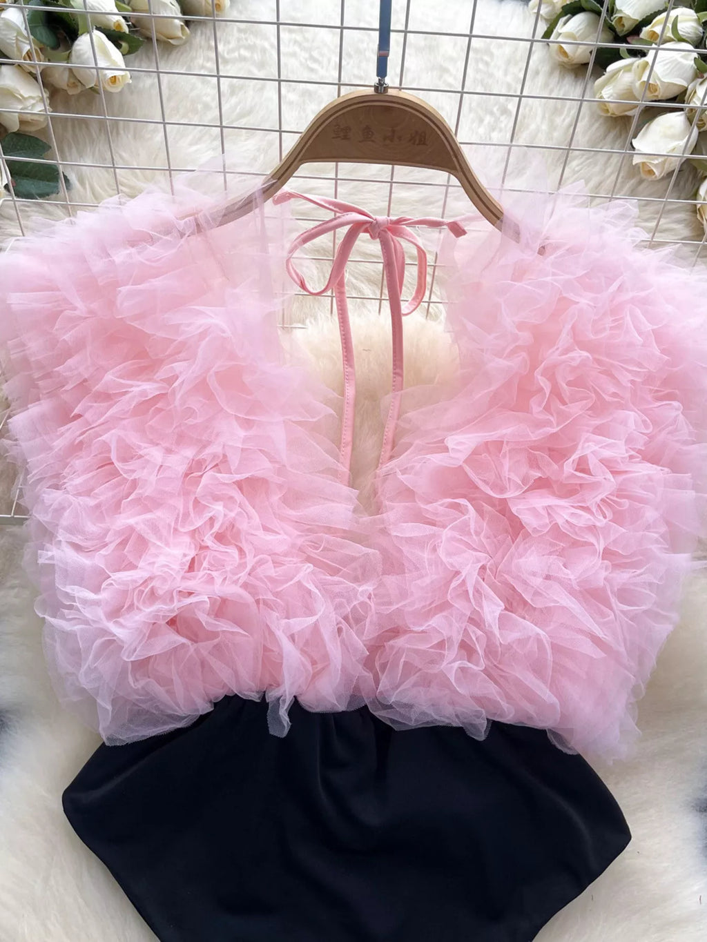 Ruffle Trim Sleeveless Bodysuit