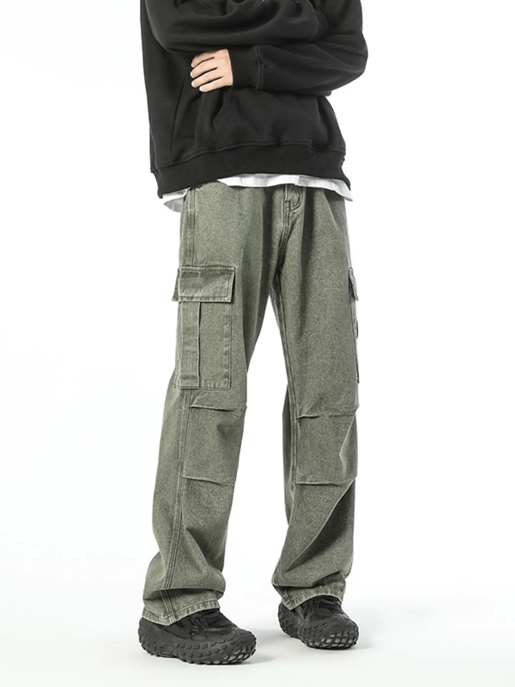 Men's Full Size Wide Leg Cargo Jeans Plus Size