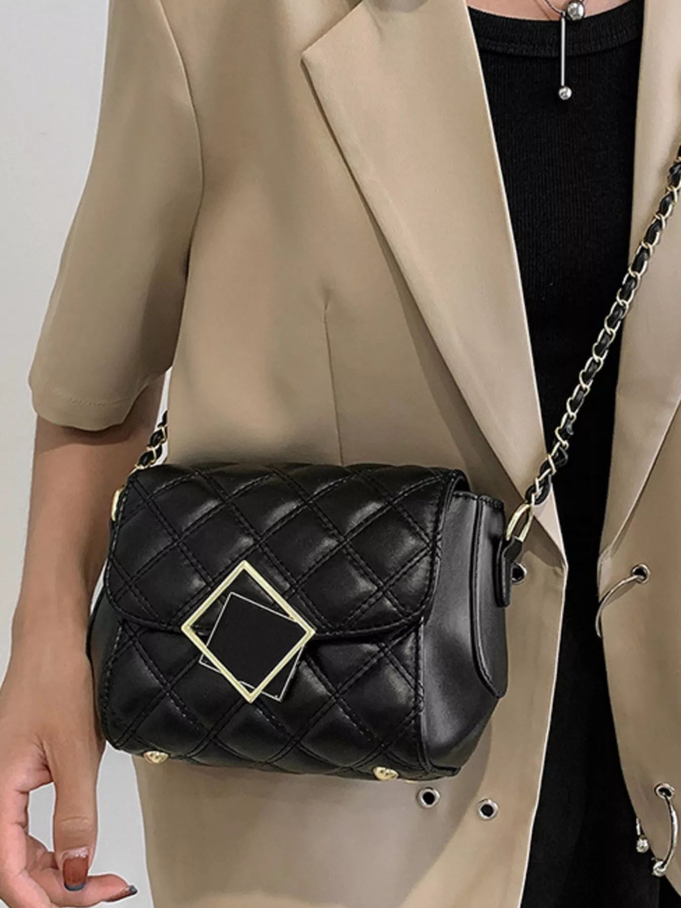 Quilted Flap Chain Crossbody Bag
