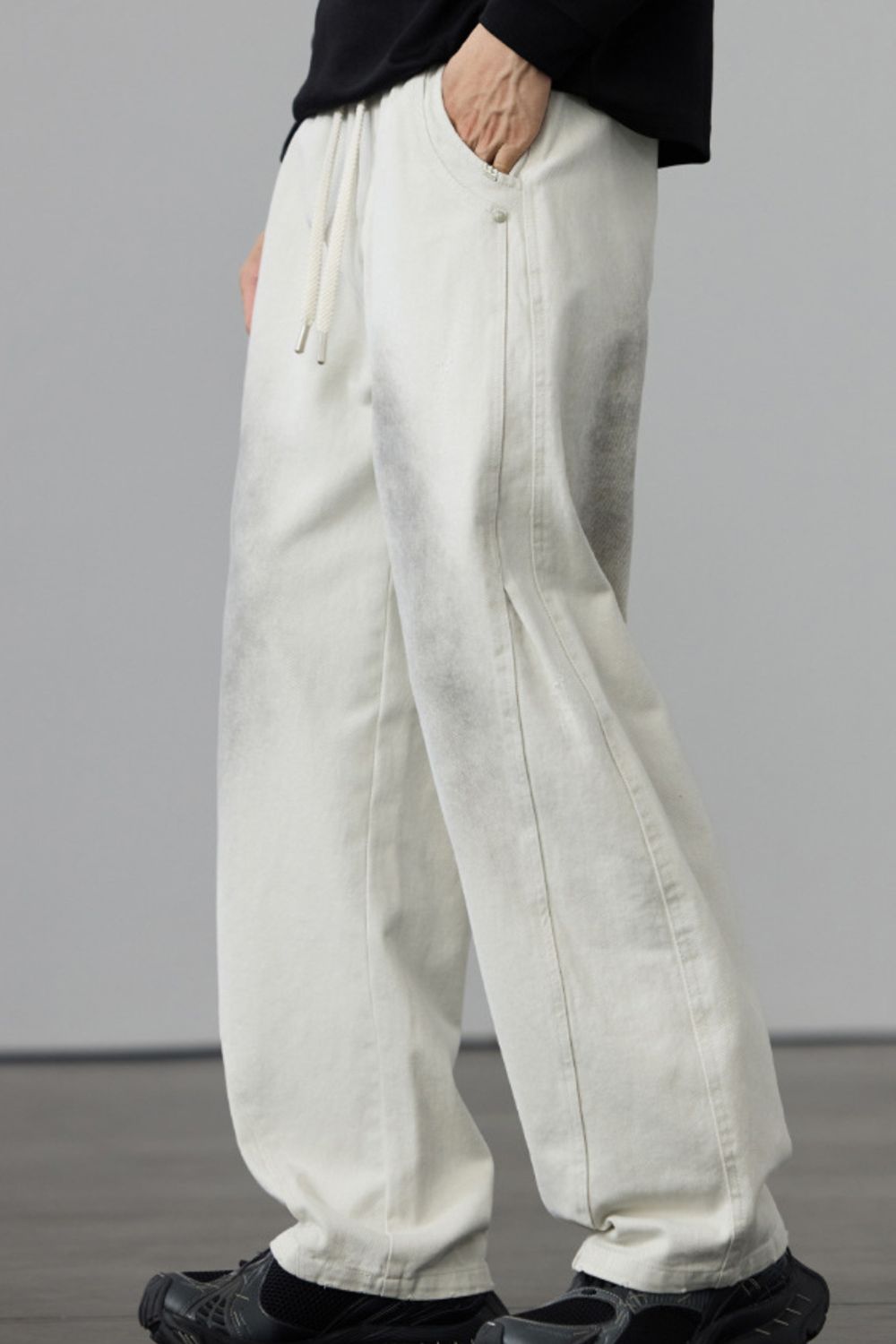 Men's Full Size Wide Leg Drawstring Jeans Plus Size
