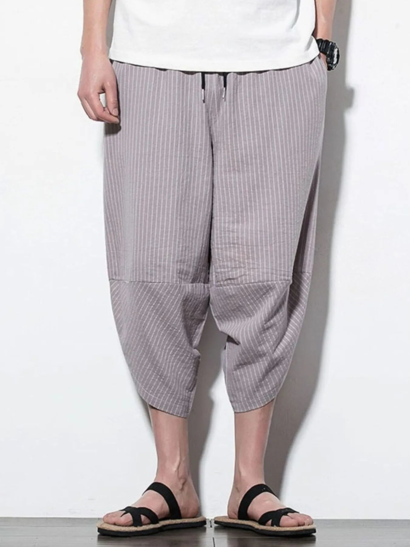 Men's Plus Size Striped Wide Leg Pants