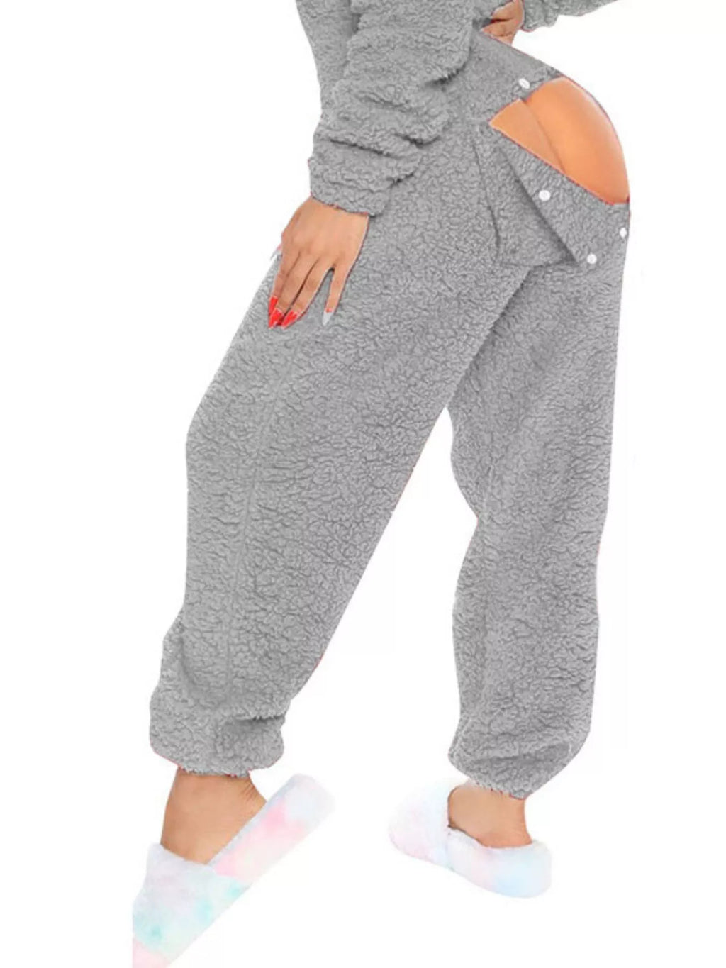 Fleece Hooded Open Back Jumpsuit