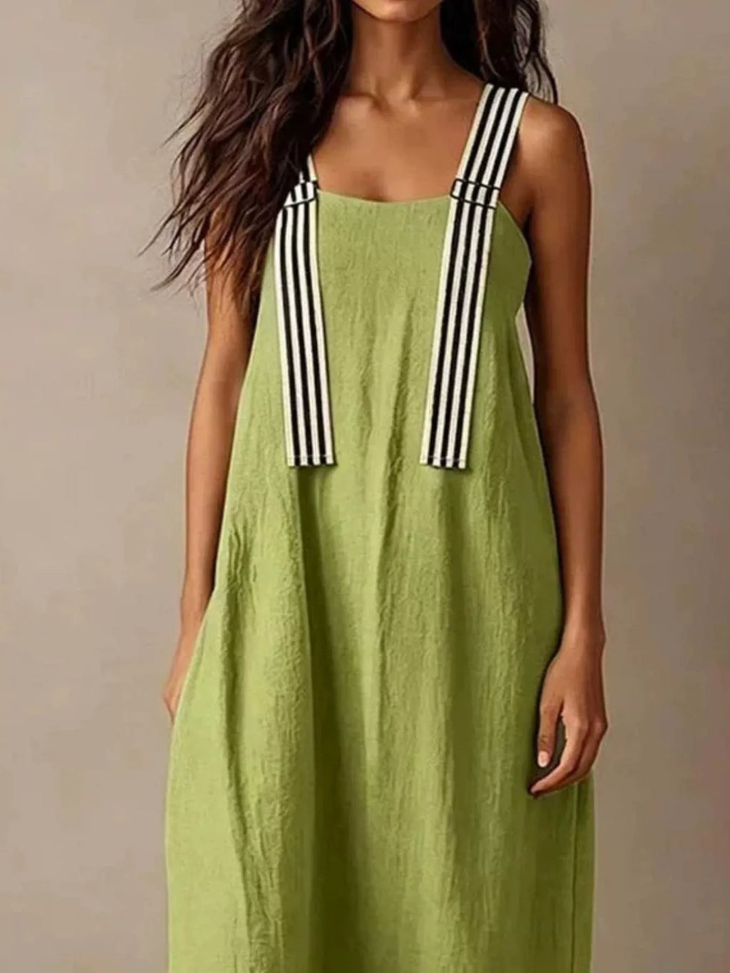 Striped Straps Midi Dress