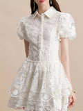Lace Puff Sleeve Mini Dress