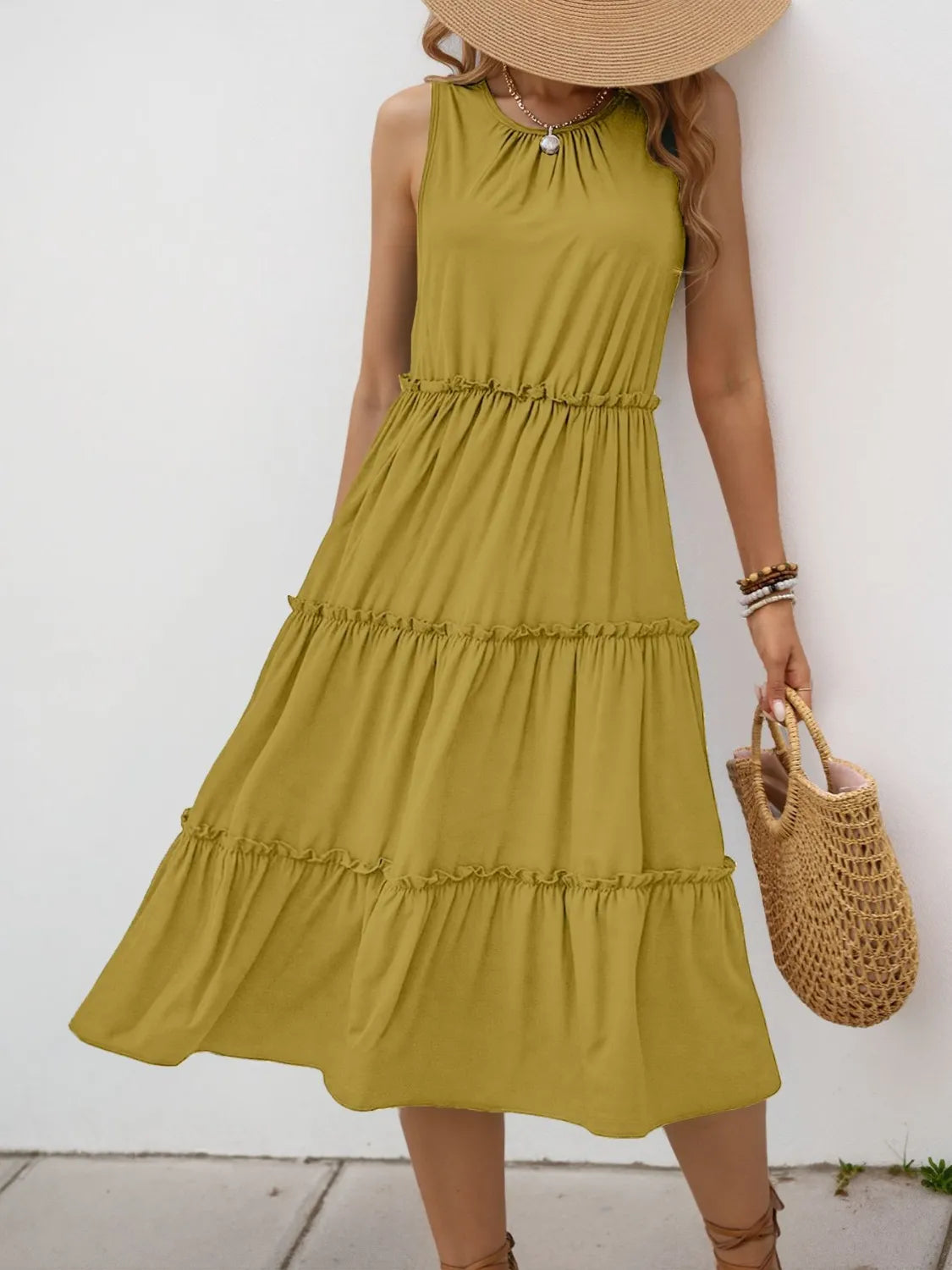 Frill Tiered Midi Dress