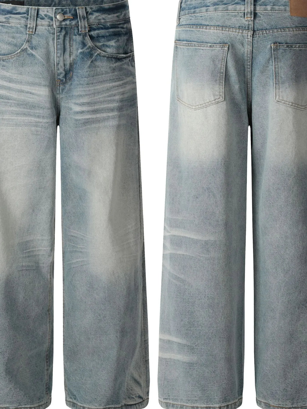 Men's Wide Leg Wash Denim Jeans