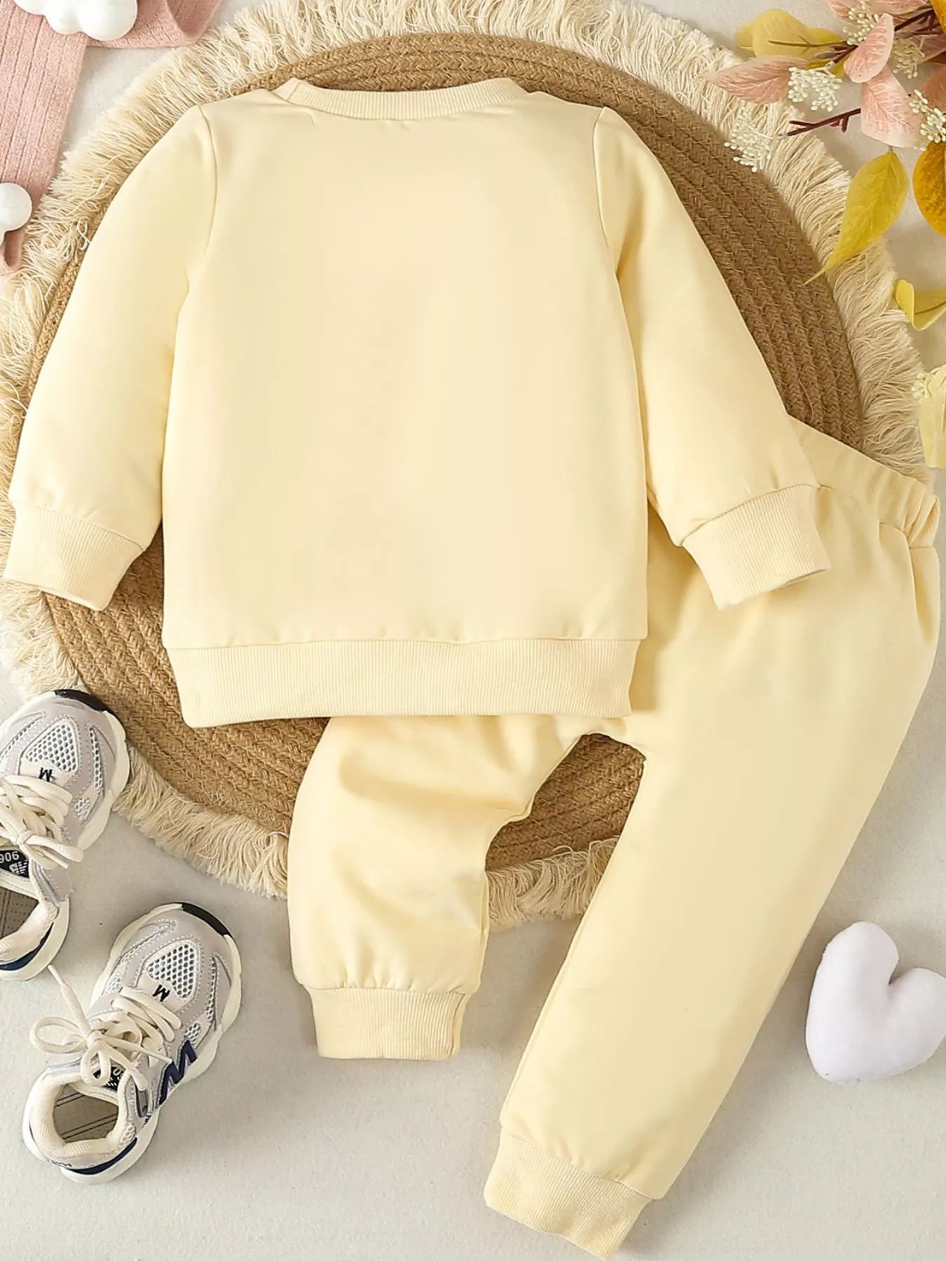 Children's Letter Round Neck Top and Pants Set