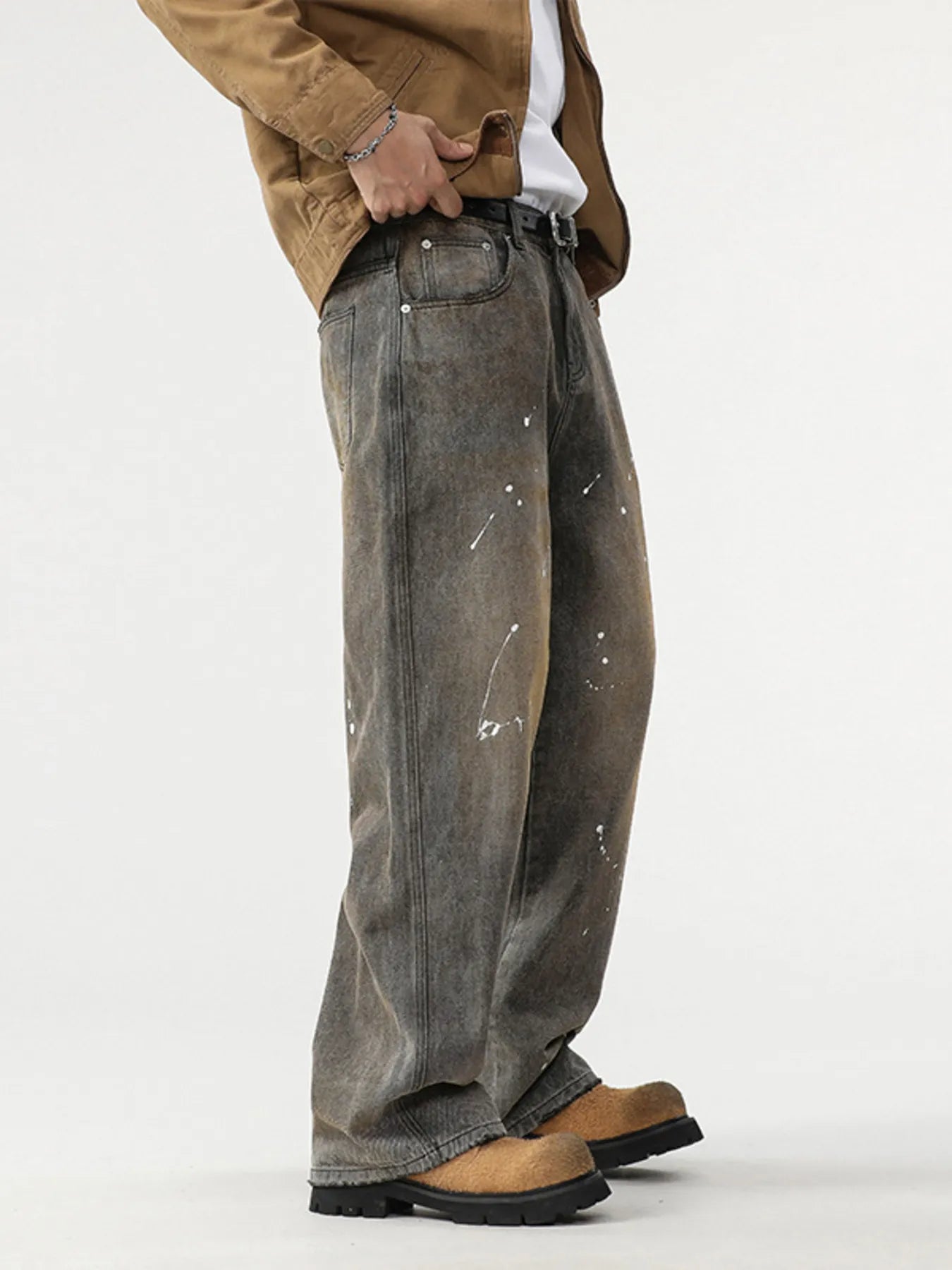 Men's Paint Splatter Wide Leg Jeans