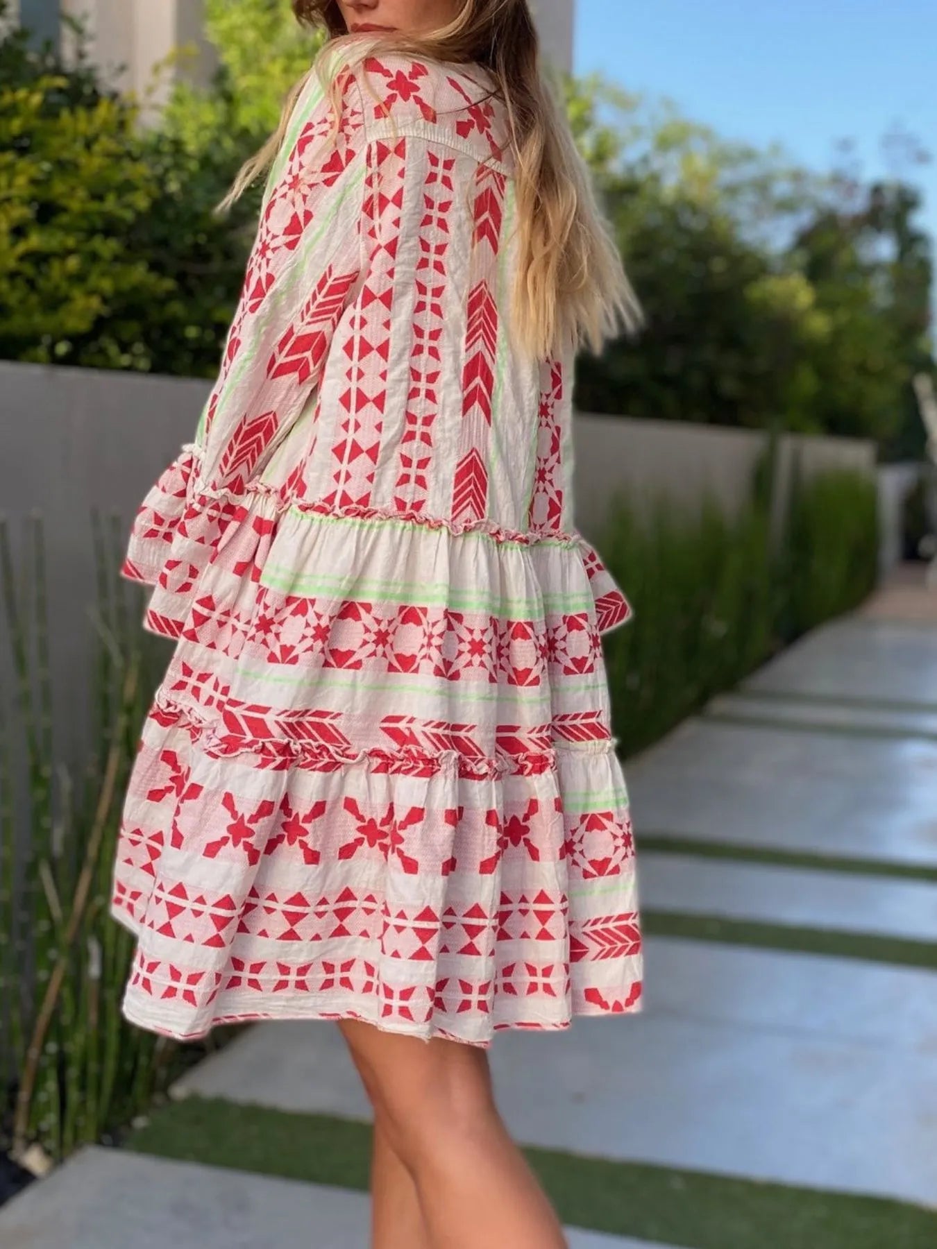 Printed Tiered Babydoll Dress