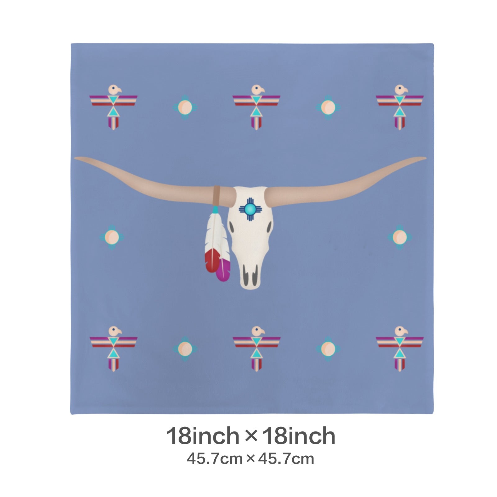 Baha Ranch Velvety Soft Southwest Longhorn Zia Pillow Cover Made in America