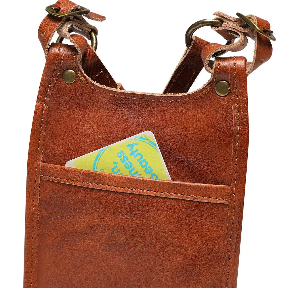 Cowhide Leather Crossbody Bag with Metal Clasp