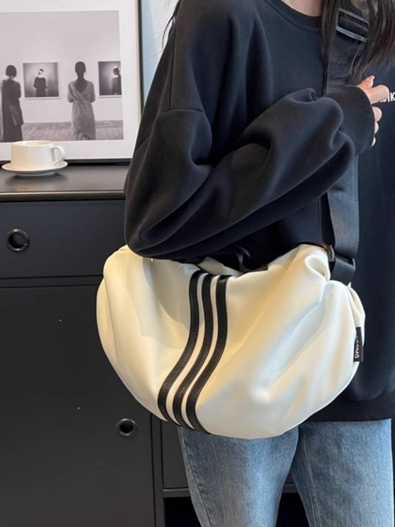Contrast Striped Crossbody Bag