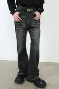 Men's Frayed Hem Bootcut Jeans