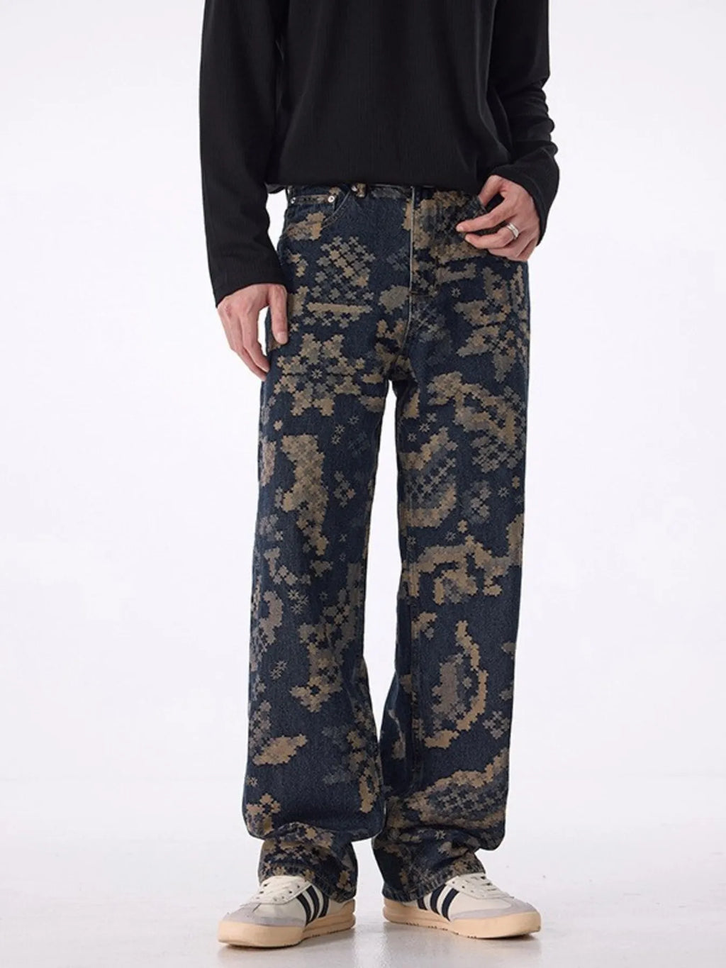 Men's Printed Wide Leg Cargo Pants