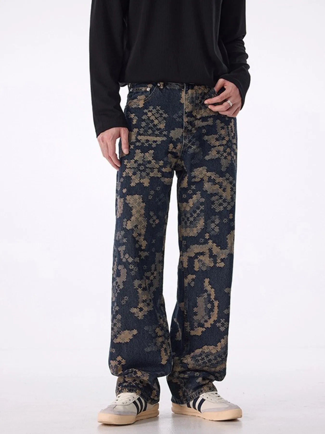 Men's Printed Wide Leg Cargo Pants