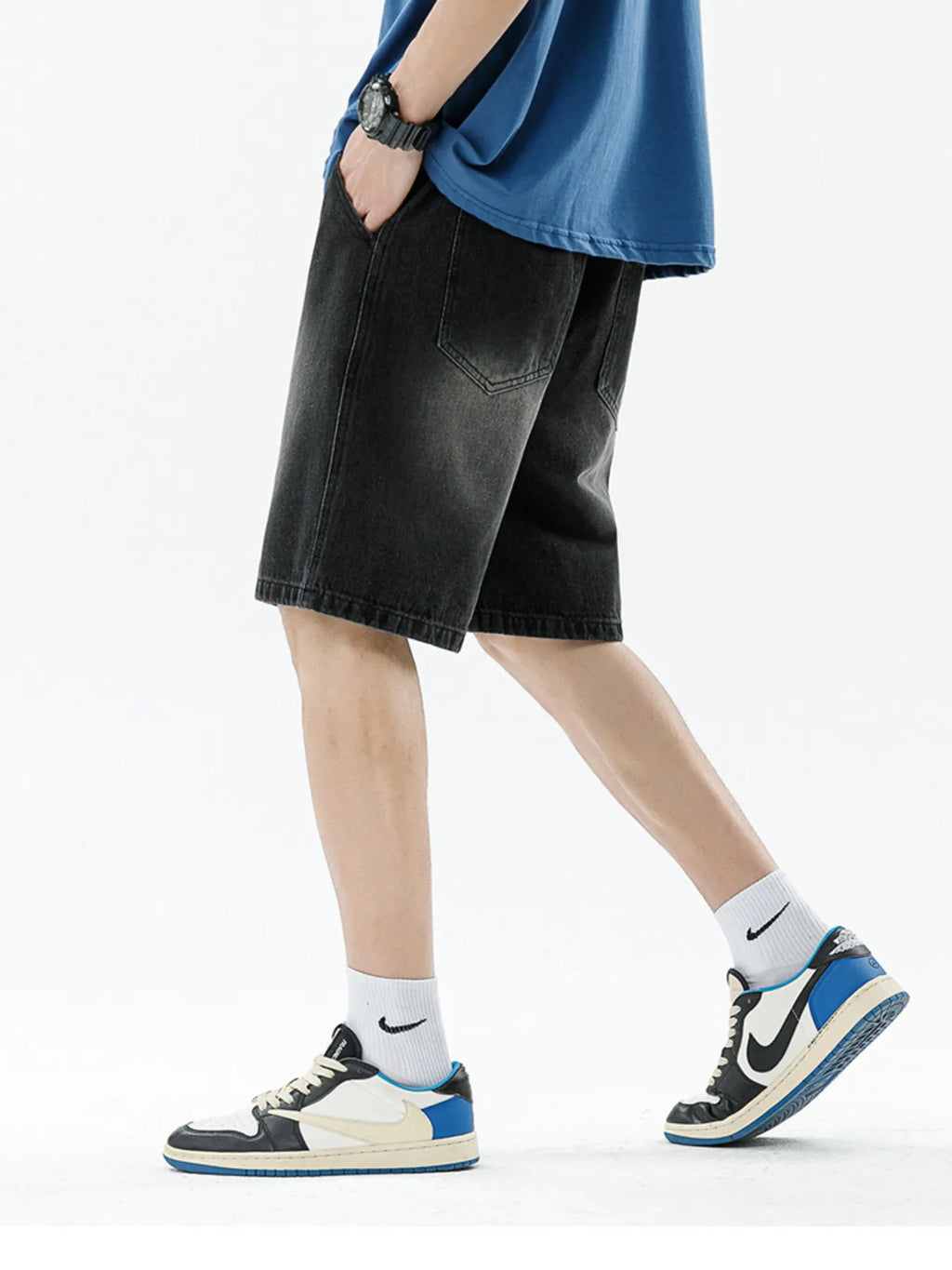 Men's Full Size Gradient Wash Denim Shorts Plus Size