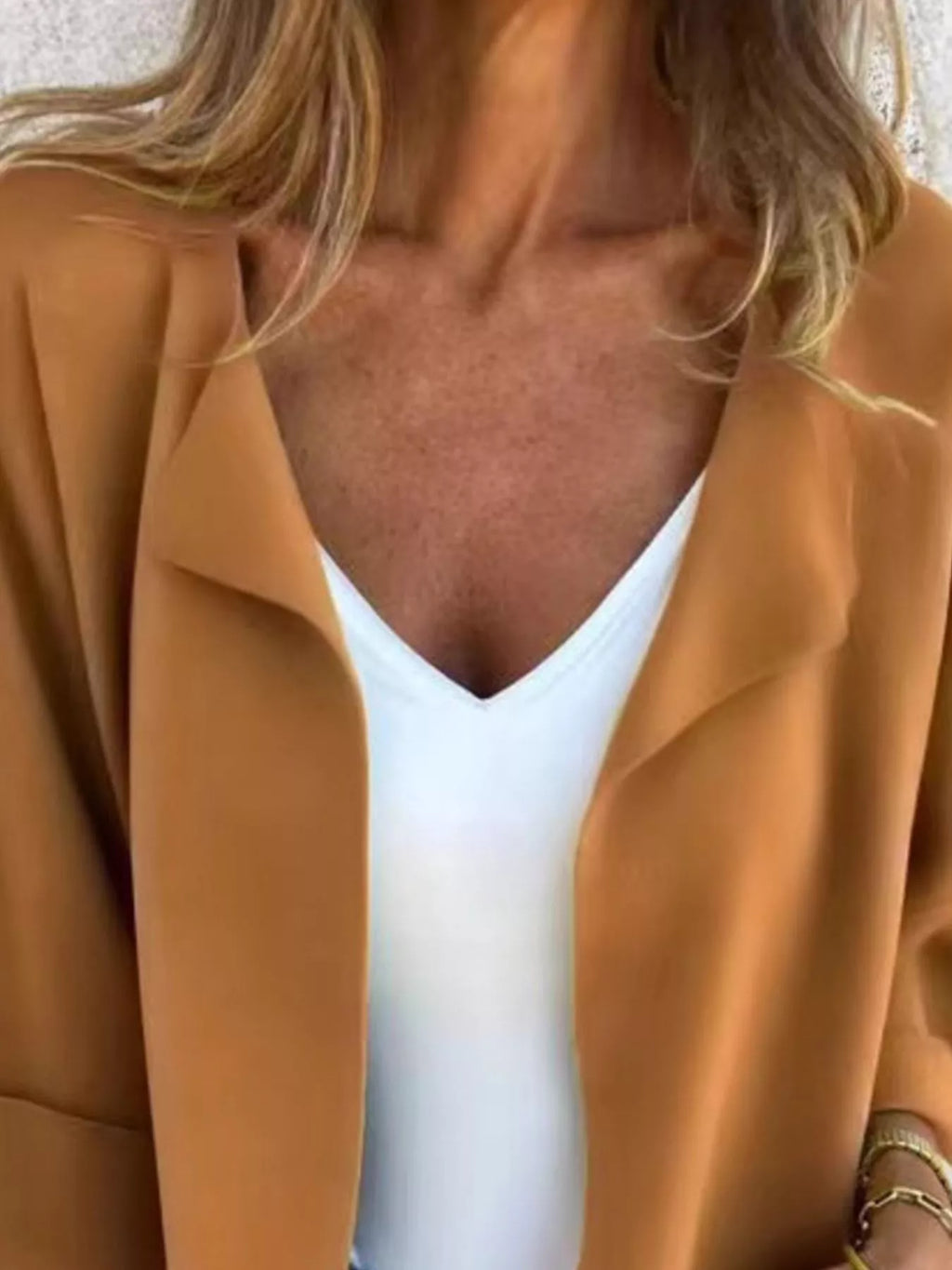 Full Size Open Front 3/4 Sleeve Casual Cardigan Plus Size