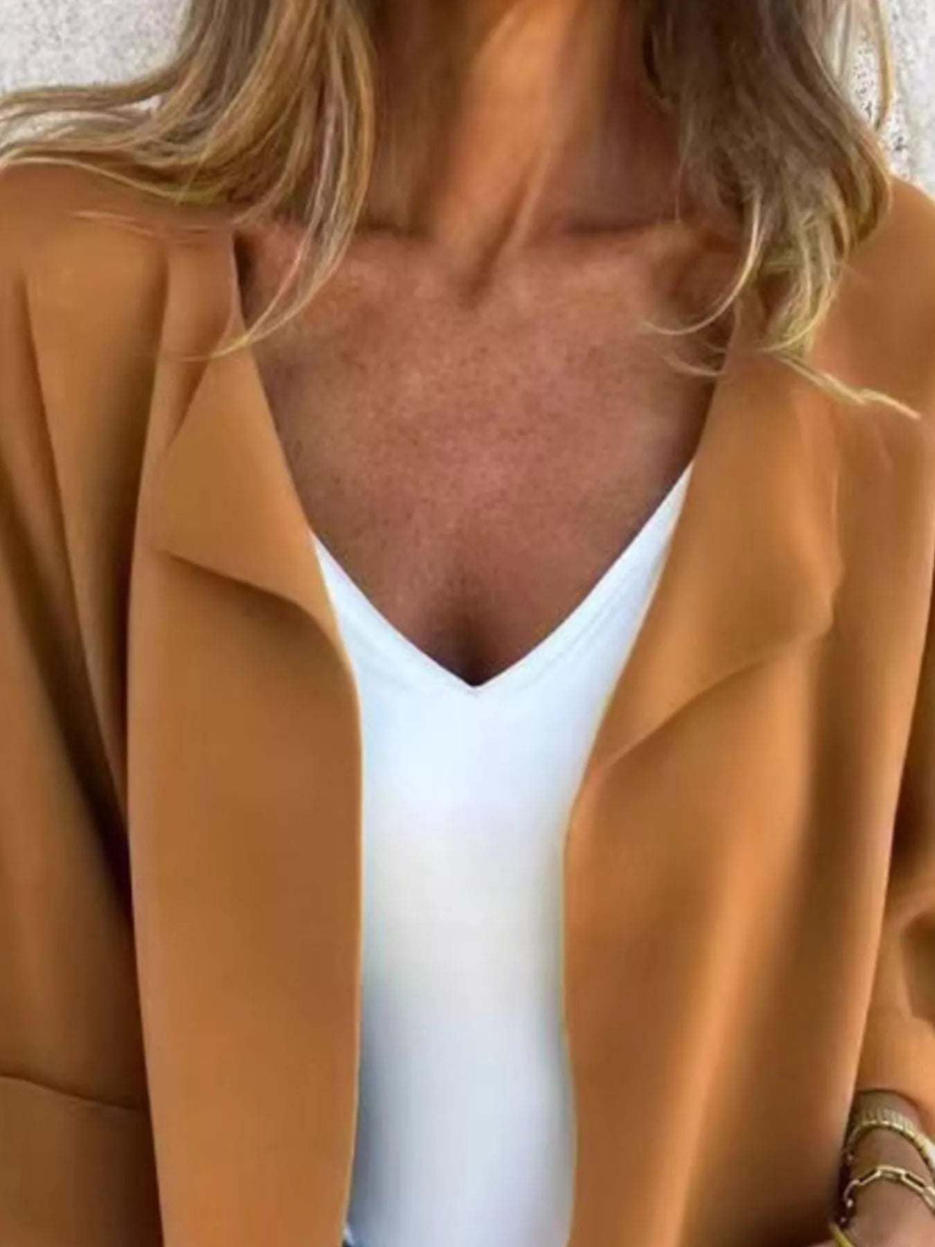 Full Size Open Front 3/4 Sleeve Casual Cardigan Plus Size