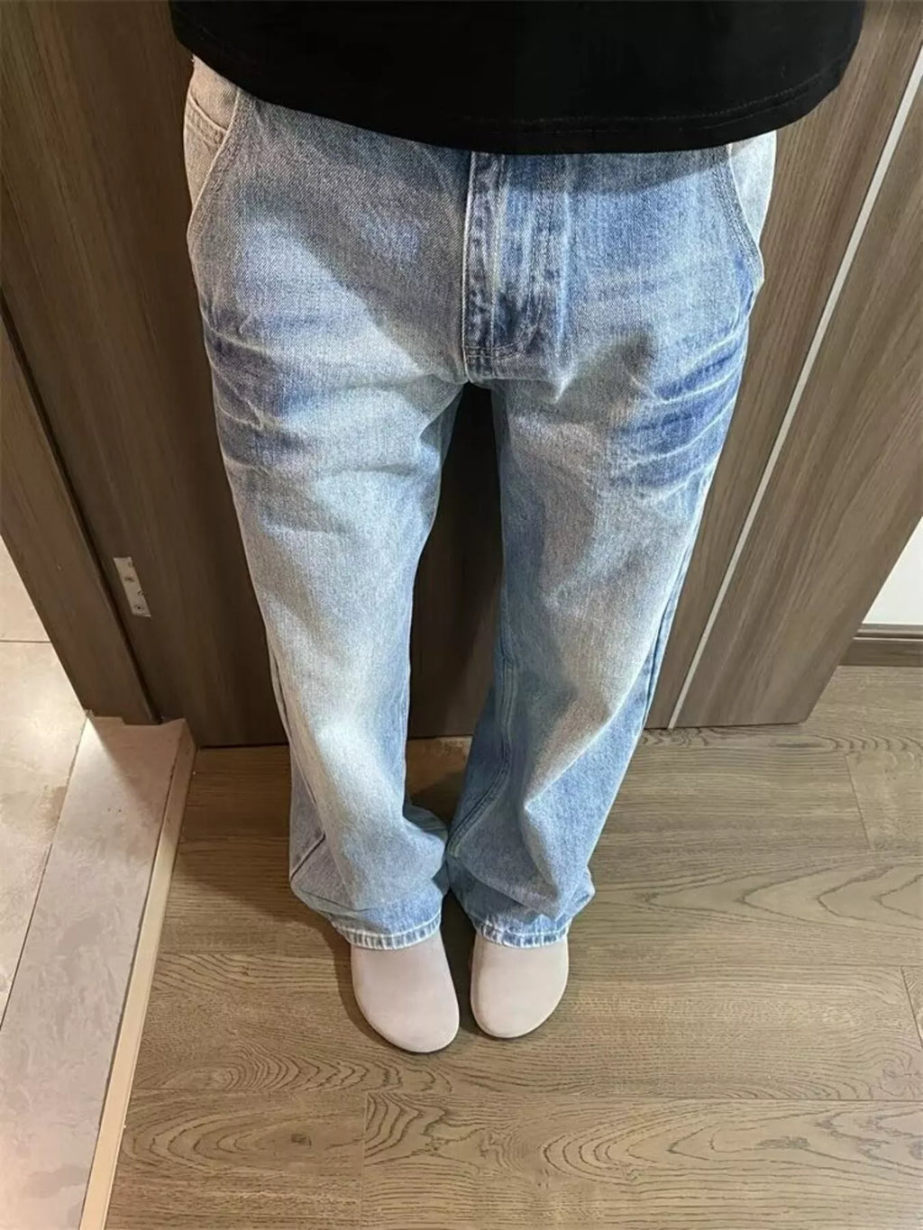 Men's Full Size Vintage Wash Wide Leg Jeans Plus Size