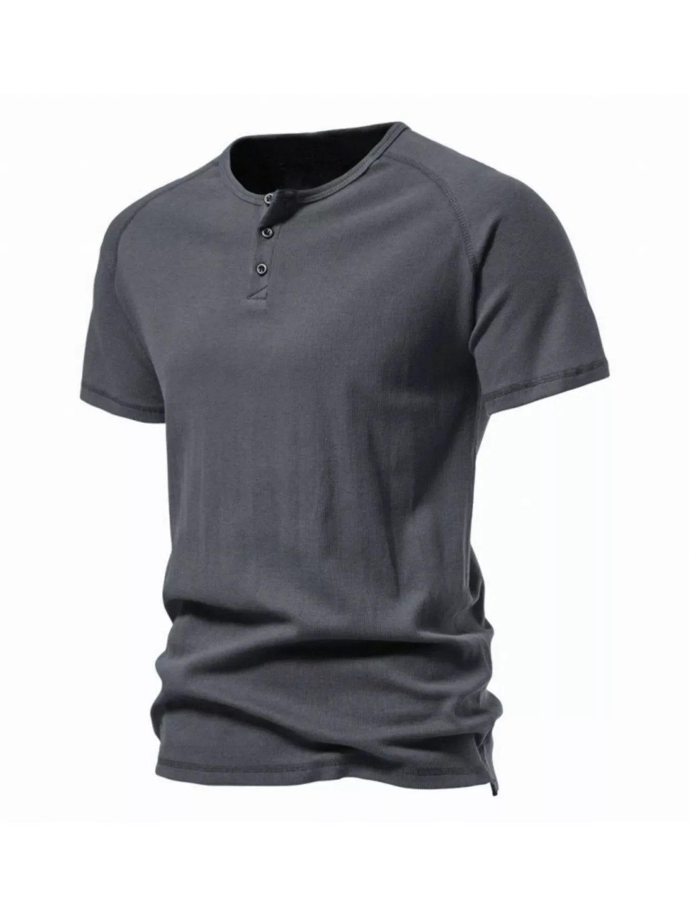 Men's Plus Size Button Detail Casual Henley T-Shirt
