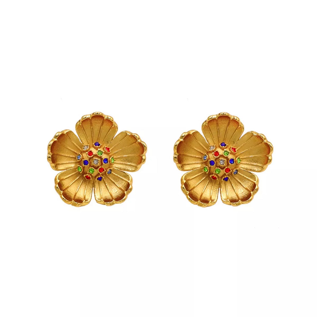 18K Gold-Plated Flower Earrings