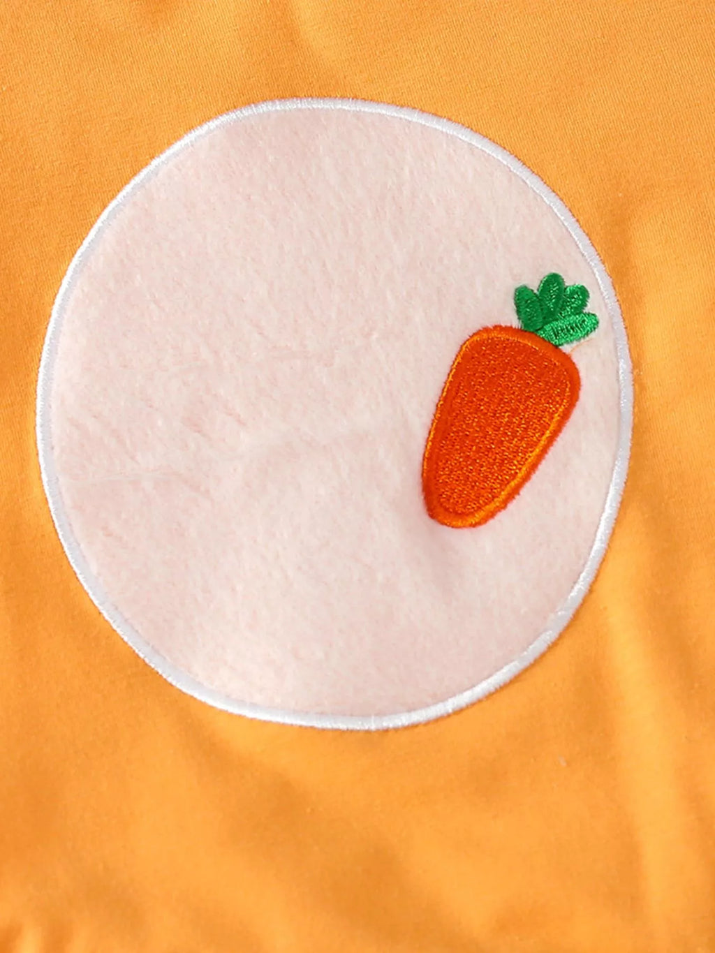 Children's Carrot Embroidered Round Neck One-Piece & Hat Set