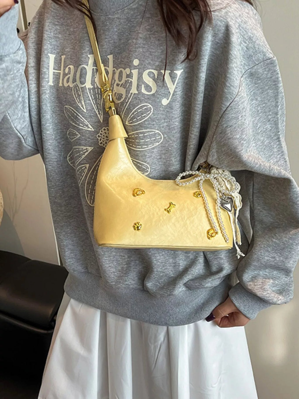 Embellished Hobo Crossbody Bag