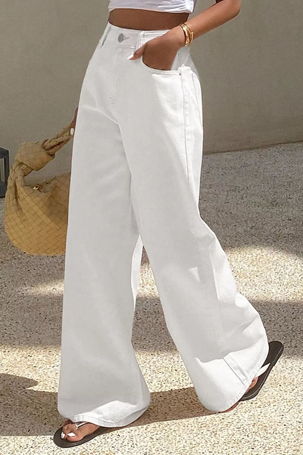 Solid Color Loose Casual Jeans