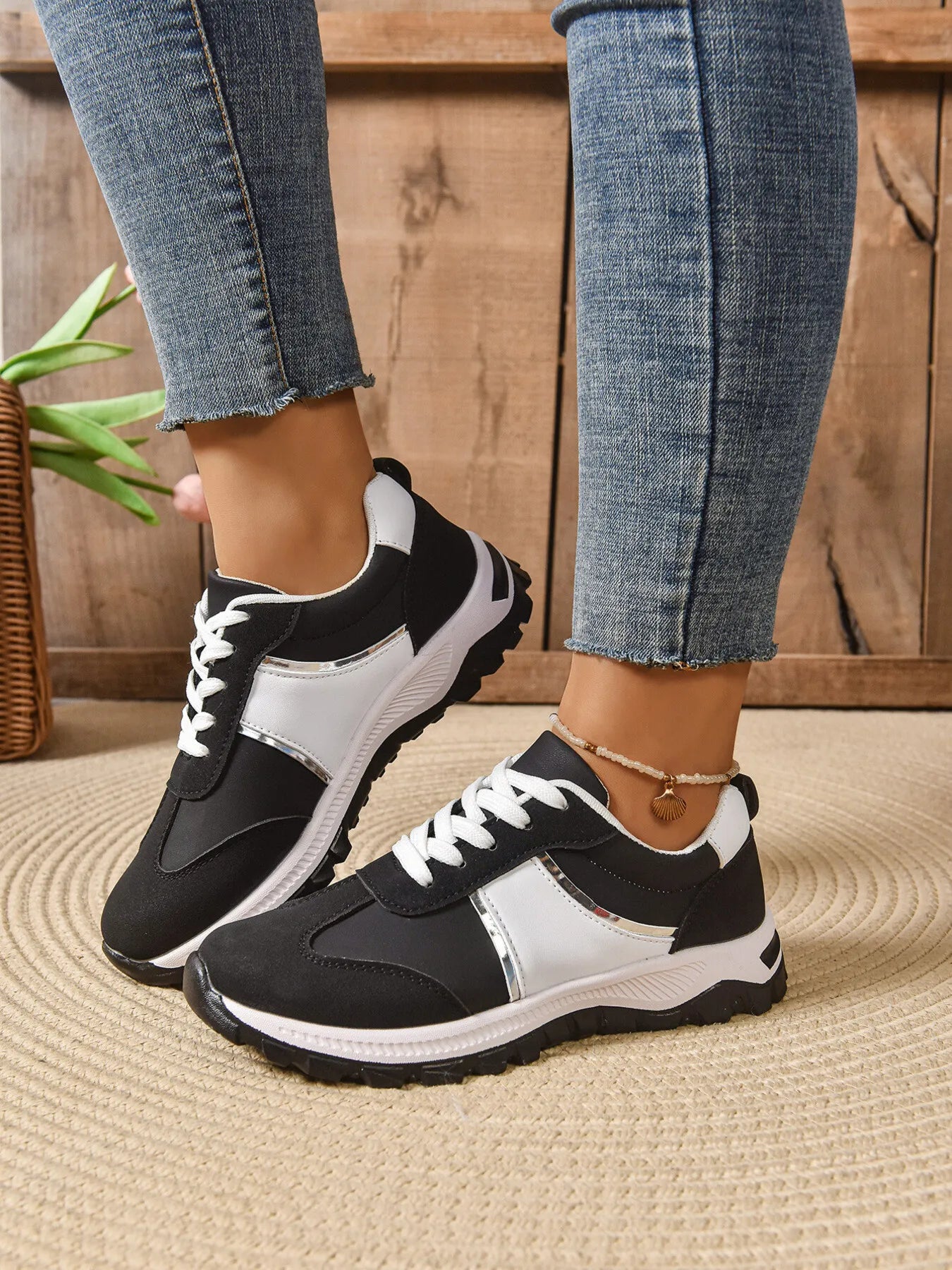 Contrast Lace Up Sneakers