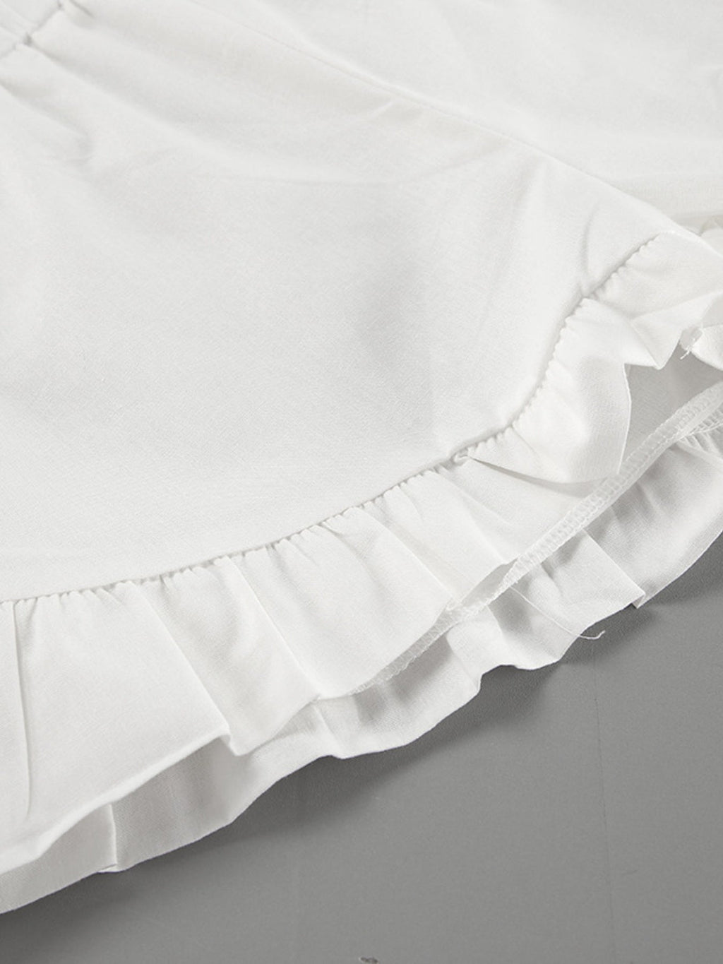 Tie Neck Balloon Sleeve Blouse and Shorts Set