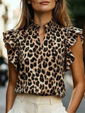 Printed Ruffle Sleeve Blouse