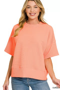 Zenana Ribbed Round Neck Waist Banded T-Shirt