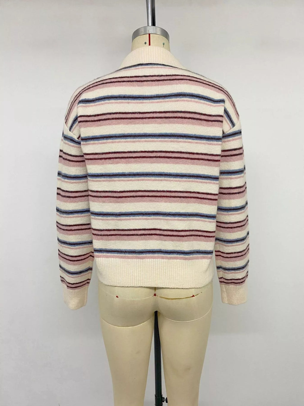 Striped Polo Collar Sweater