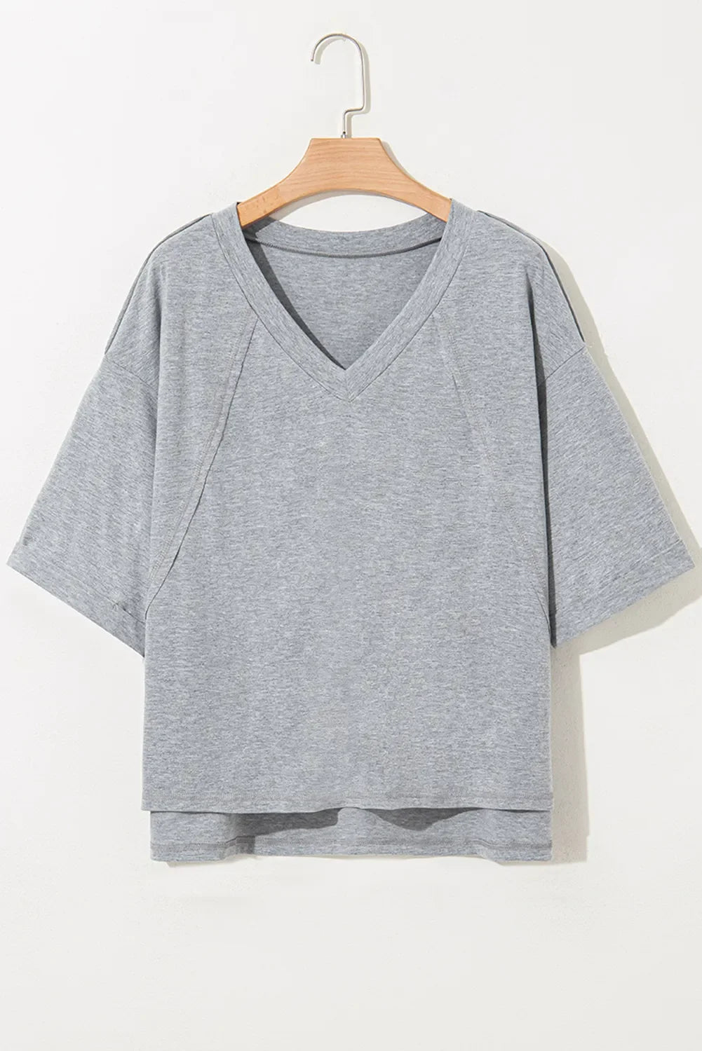 High Raglan Half Sleeve V Neck Oversized T Shirt