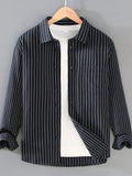 Men's Plus Size Striped Button Up Long Sleeve Shirt