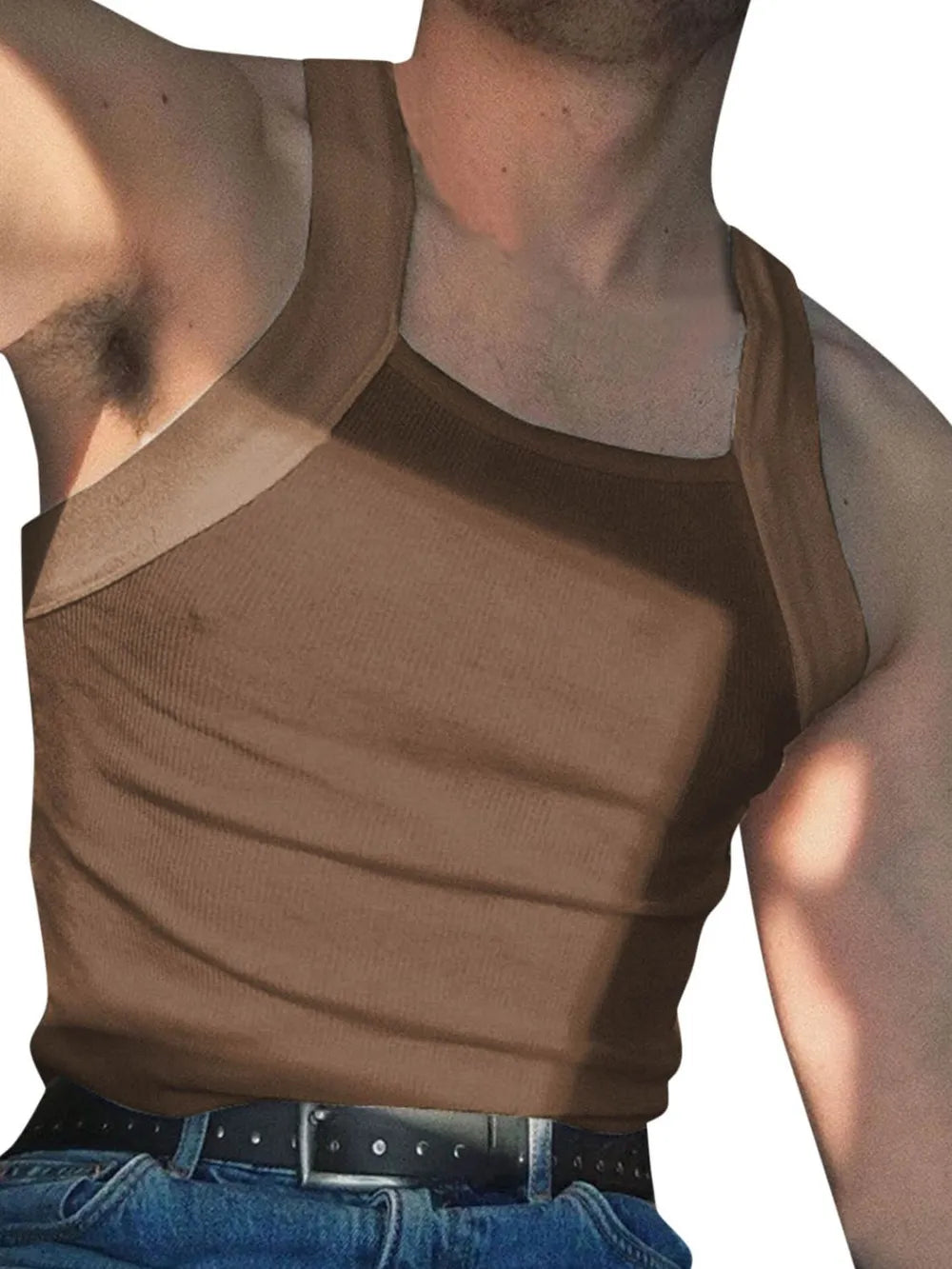 Men's Full Size Square Neck Wide Strap Tank Plus Size