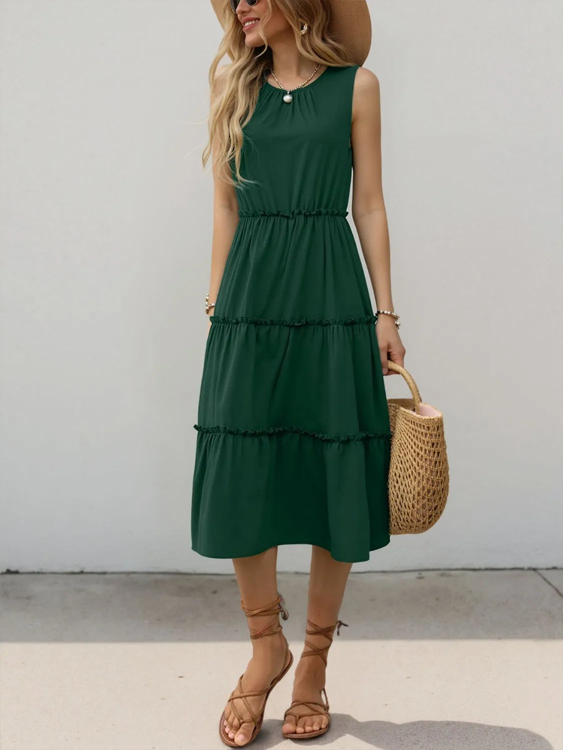 Frill Tiered Midi Dress