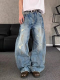 Men's Full Size Distressed Wide Leg Jeans Plus Size