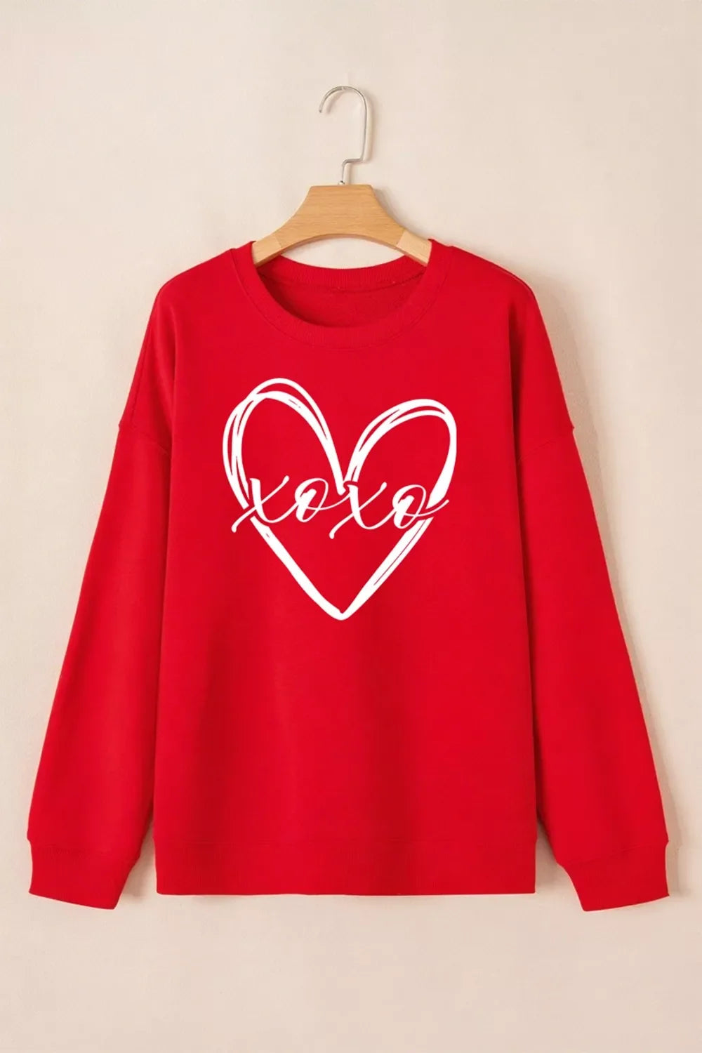 XOXO Valentines Heart Sketch Printed Pullover Sweatshirt