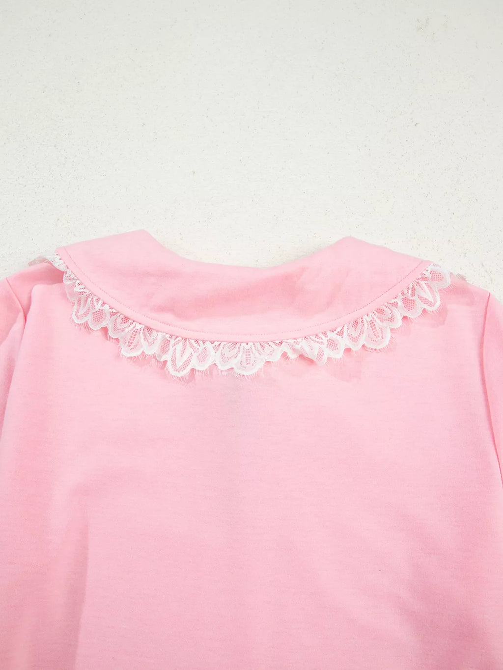 Peter Pan Lace Embellished Neck Sweatshirt and Skirt Two Piece Set