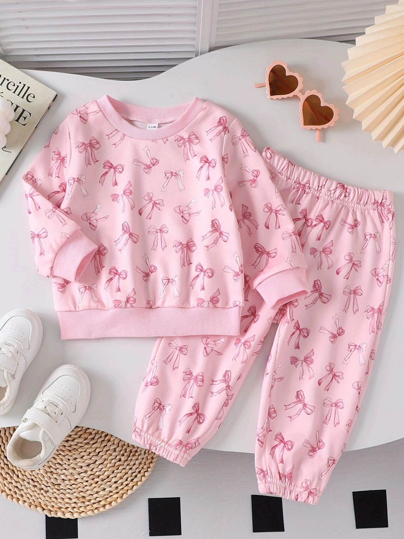 Children's Printed Round Neck Tee and Pants Set