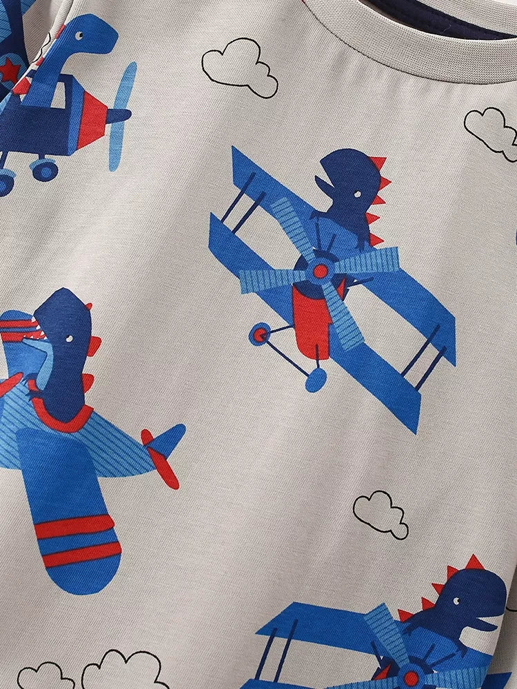 Children's Airplane Print Long Sleeve T-Shirt