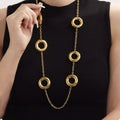 18K Gold-Plated Circle Chain Statement Necklace